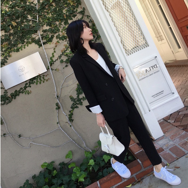 Set Blazers phong cách Hàn Quốc hai màu đen/xám (Order) Sẵn Đen/M | BigBuy360 - bigbuy360.vn