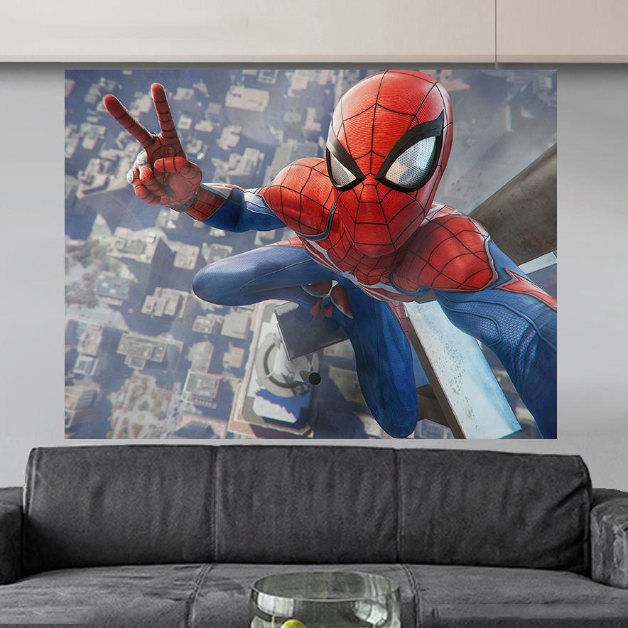 ♛Thảm Vải Treo Tường Hình Chữ Nhật In Hình Người Nhện Marvel Trang Trí Phòng Ngủ Ký Túc Xá