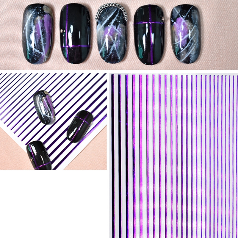 [Hàng mới về] Miếng dán móng tay trang trí hình sọc 3D độc đáo