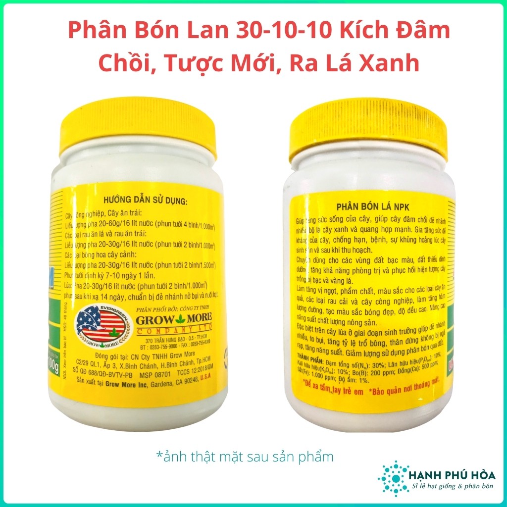 Phân Bón Hữu Cơ Cho Lan Hoa Kiểng Kích Ra Mầm Growmore  30-10-10 100g
