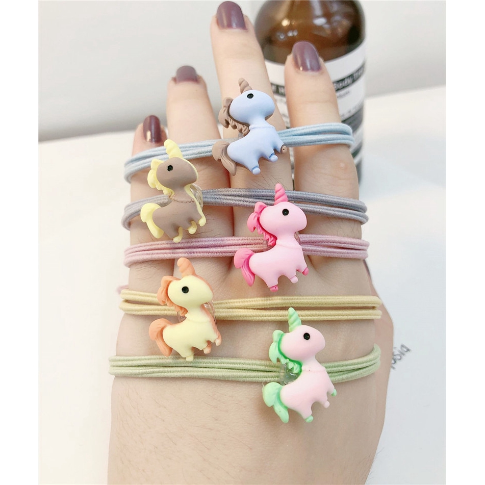 Cartoon Resin Unicorn Rubber Band Rope Nhật Bản và Hàn Quốc nhỏ tươi ISN cao đàn hồi chuông tóc Phụ kiện Bán buôn Phụ nữ