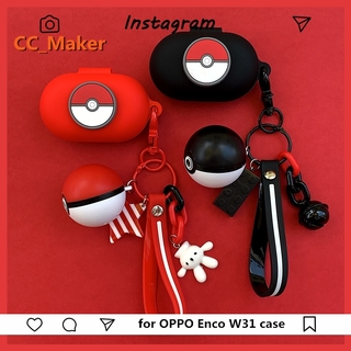 OPPO ENCO W11 Case Cute Pikachu Ring Lanyard Cartoon Pokémon Pokeball Pendant OPPO ENCO W31 Earphone Protective Case OPPO W51 Case Cover