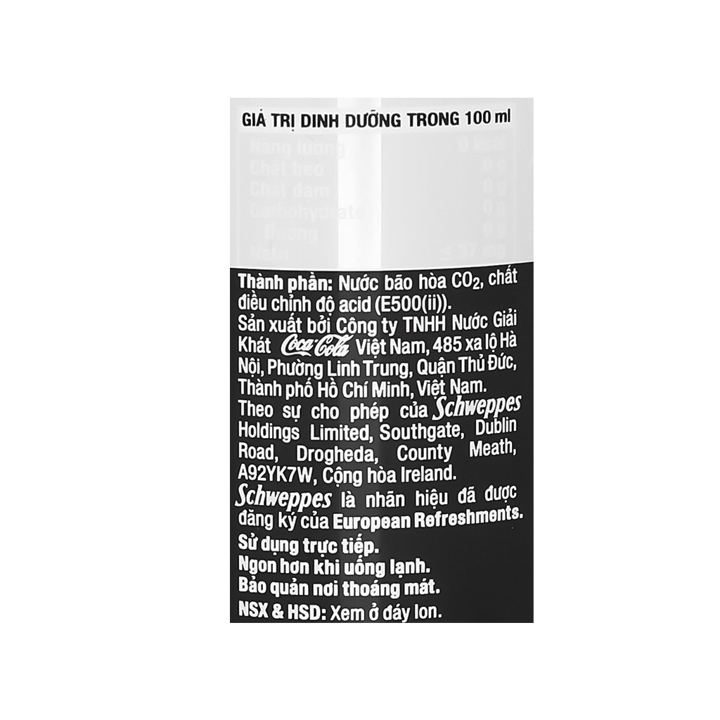 Thùng 24 Lon Nước Giải Khát Schweppes Soda 320ml - Đồ uống Soda pha chế chuyên nghiệp