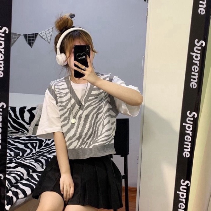 Gile Nữ Quảng Châu, Áo Len Gile Nữ Họa Tiết Sọc Vằn Giản Phong Cách Ulzzang Hàn Quốc | BigBuy360 - bigbuy360.vn