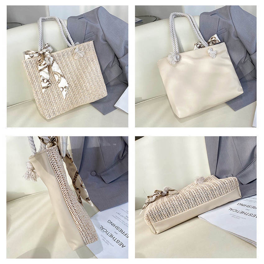 Túi xách nữ đeo vai dễ thương T1044 NASI Store túi cói cầm tay mẫu mới đẹp có dây kéo thời trang