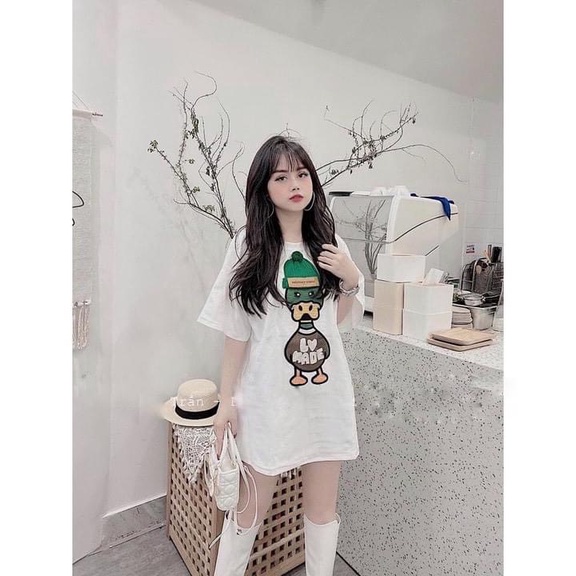 Áo Thun Nam Nữ Unisex Áo Phông vải cotton thoáng mát cổ tròn bigsize XXL 2XL in hình Vịt đội mũ len Xanh LV - shop.lucas