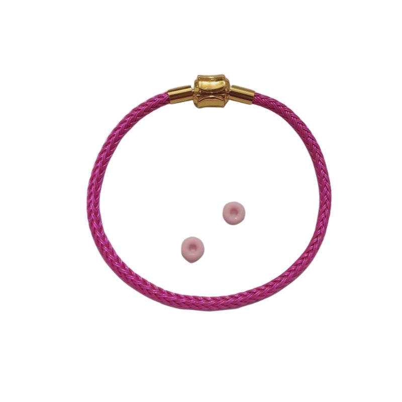 Vòng dây cáp khoá bấm kiểu Hàn bền tiện lợi tặng kèm bộ khoen nhựa chặn hạt charm