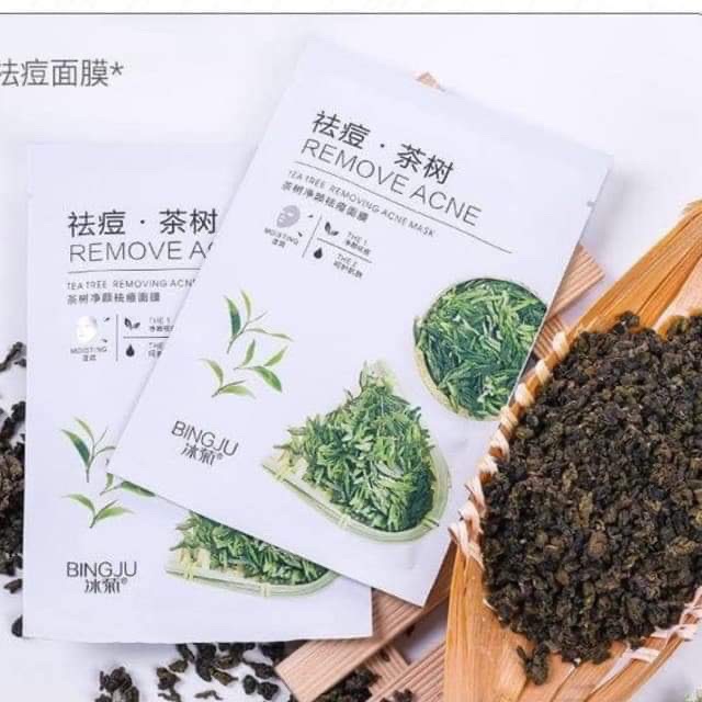 Mặt Nạ Trà Xanh hỗ trợ mụn BingJu TeaTree Removing Acne Mask