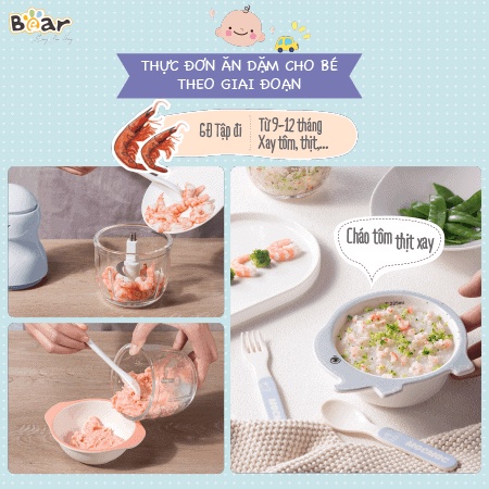 Máy Xay Ăn Dặm Đa Năng Cho Bé Bear Mini B03v2 - Cối Xay Thủy Tinh Borosilicat - Chịu Nhiệt Cao Dễ Dàng Vệ Sinh