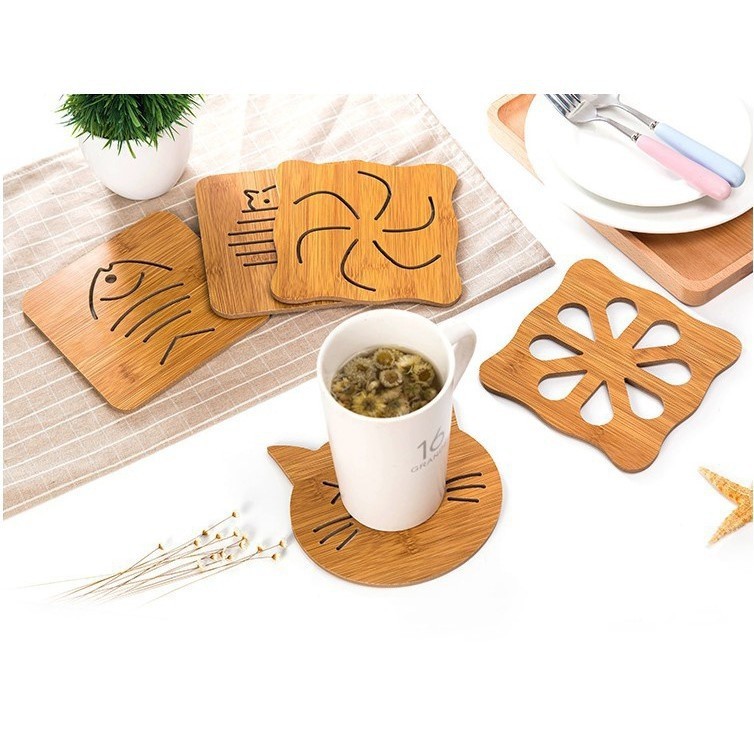 Miếng lót nồi, đế lót cốc bằng gỗ cách nhiệt tốt - Hình dáng ngộ nghĩnh, đồ nhà bếp đã năng, tiện dụng | BigBuy360 - bigbuy360.vn