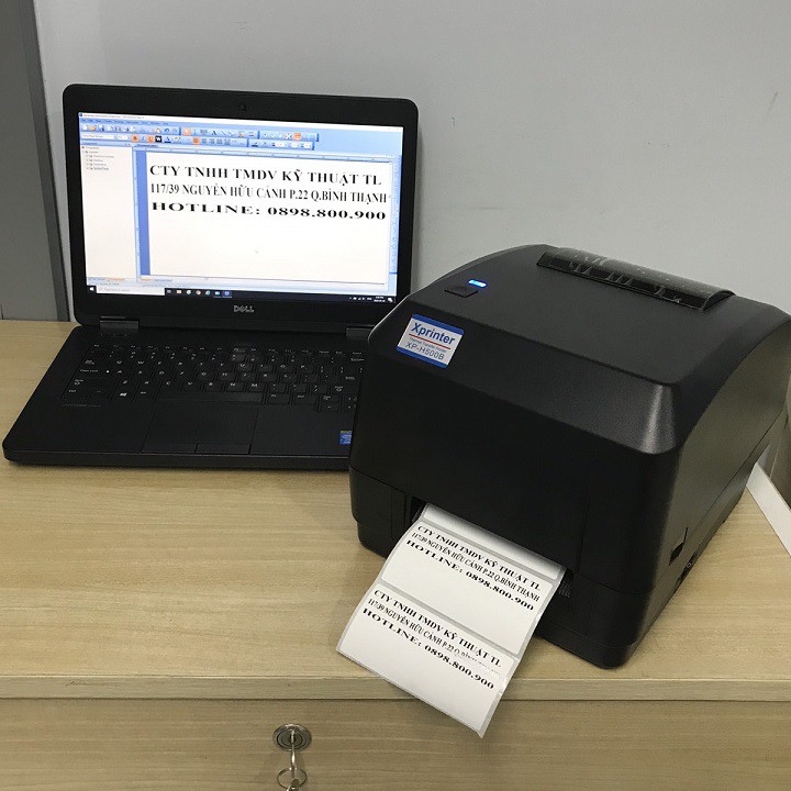 Máy in mã vạch sử dụng cuộn mực ribbon Xprinter H500B khổ 110mm