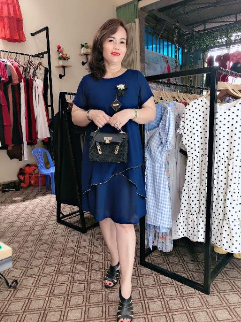 Đầm dự tiệc trung niên đầm dáng suôn đầm bigsize che bụng(55kg - 67 kg ) | BigBuy360 - bigbuy360.vn