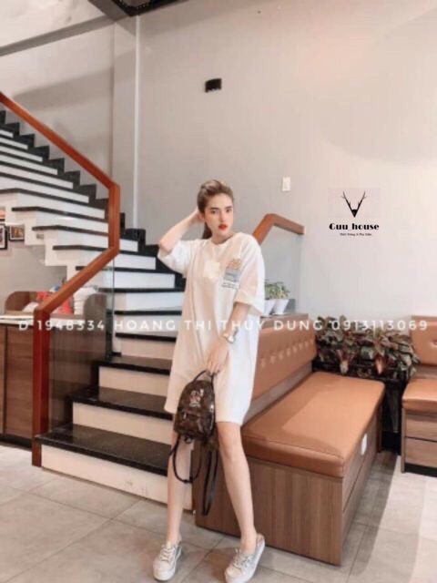 Váy suông có size Bánh mì in hai mặt dáng dài form rộng | BigBuy360 - bigbuy360.vn