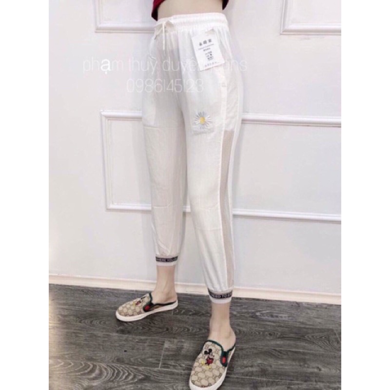 Quần Đũi LILEN dáng bomber  &lt;XẢ LẺ = SỈ &gt; Quần đũi 9 tất trang trí hoa cúc, phối lưới, bo gấu