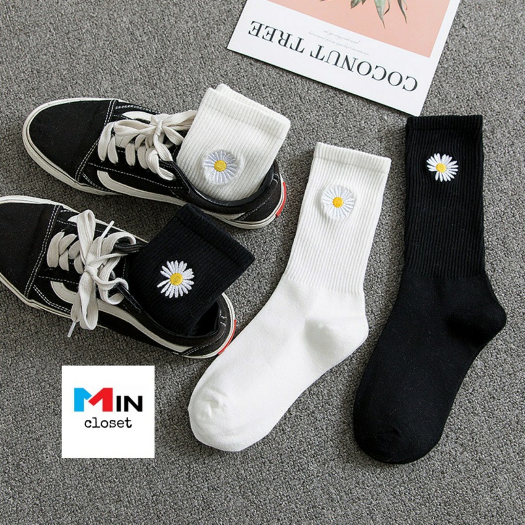 FREESHIP 50K  Tất cao cổ UNISEX cao cổ in hình HOA CÚC KOREA HOT TREND