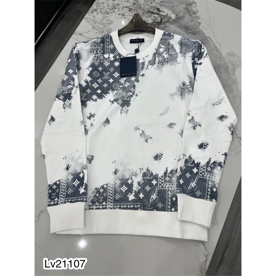 Áo Sweater Nam Lv Dập Vân Phối Họa Tiết Màu Loang Hình In Nổi . Áo Nỉ Nam Nữ Lv Cao Cấp - MINH TÂY STORE