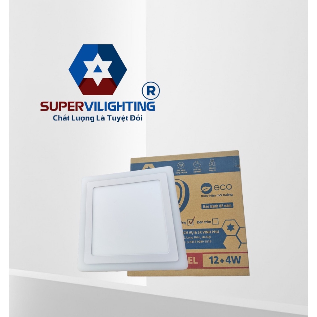 Ốp nổi viền SuperVilighting, MS ONV-12+4-18+6-XD, Công suất 12+4W và 18+6W,CRI&gt;90, RA&gt;80, Bảo hành 24 tháng