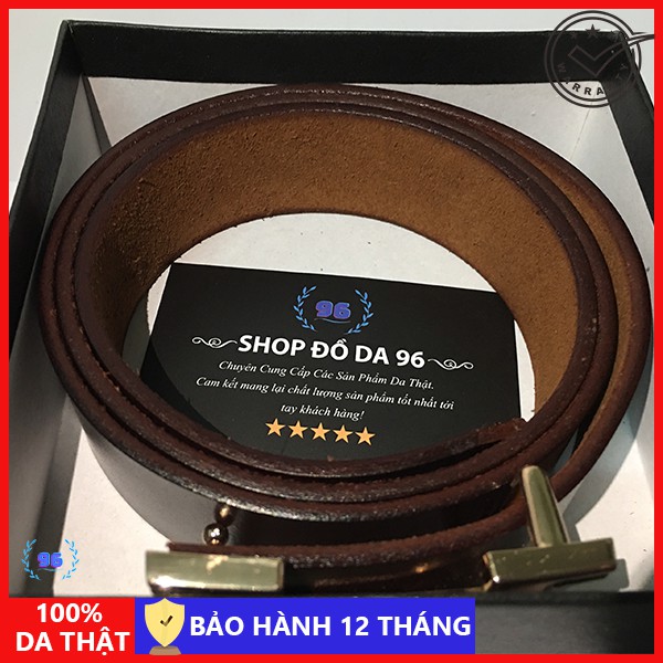 Thắt Lưng Nam Da Bò Thật - Dây lưng Da Bò Nguyên Miếng - Mặt Khóa Chữ H Cao Cấp [Da Thật 100%]