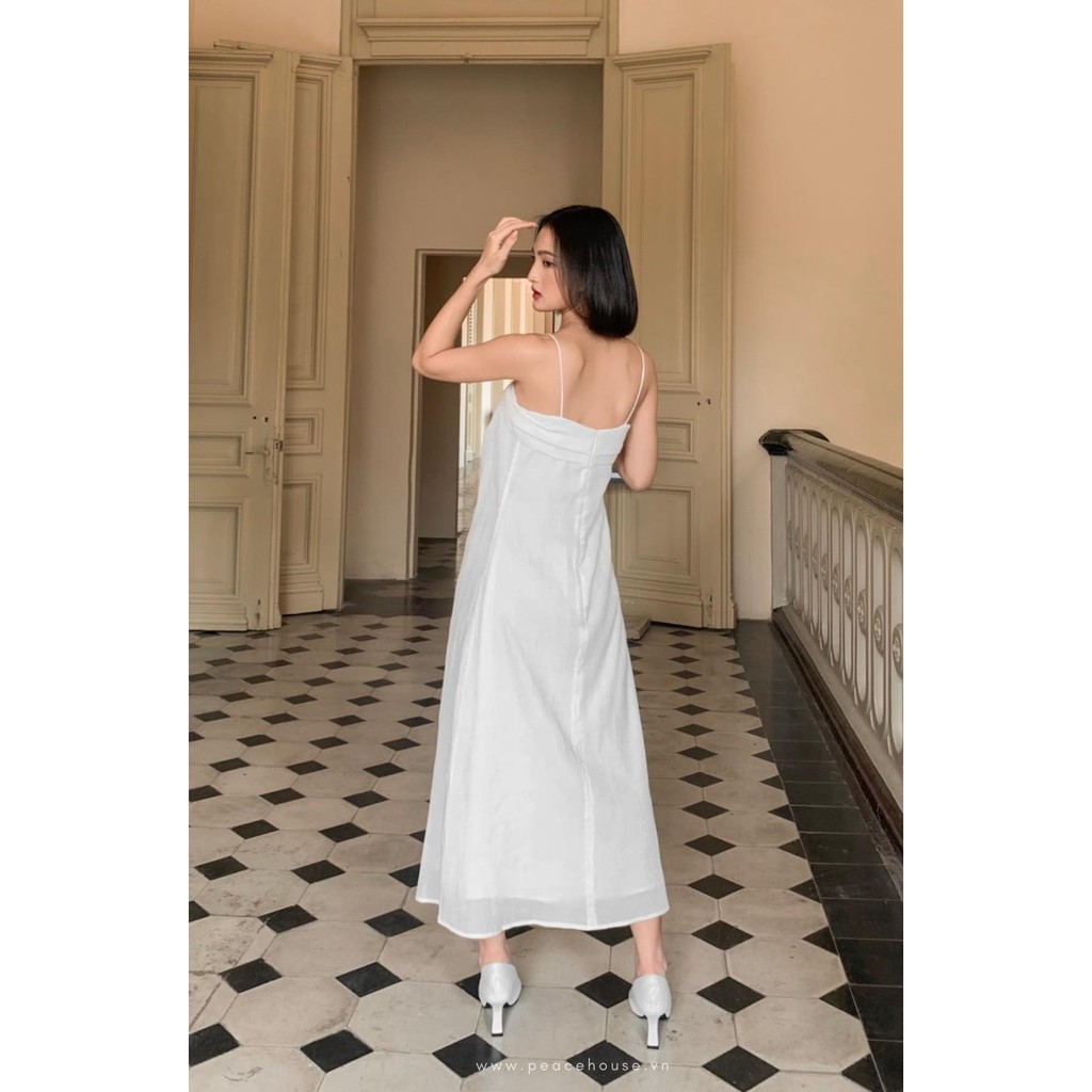 Đầm dây maxi linen dập , Peace House Clothing