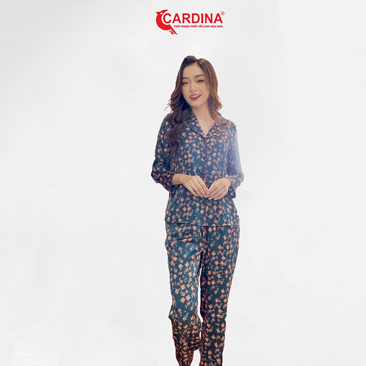 Đồ Bộ Nữ 𝐂𝐀𝐑𝐃𝐈𝐍𝐀 Pijama Chất Lụa Satin Nhật Cao Cấp Quần Dài Áo Dài Họa Tiết Trẻ Trung 1Pi15