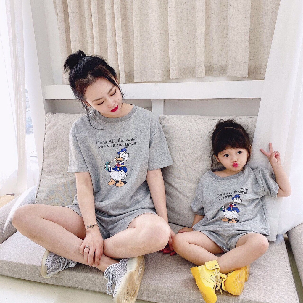 Bộ thun, bộ thun đùi mẹ và bé nhiều màu , bộ thun mẹ và bé diện cặp đi chơi - đi ngủ  013695b