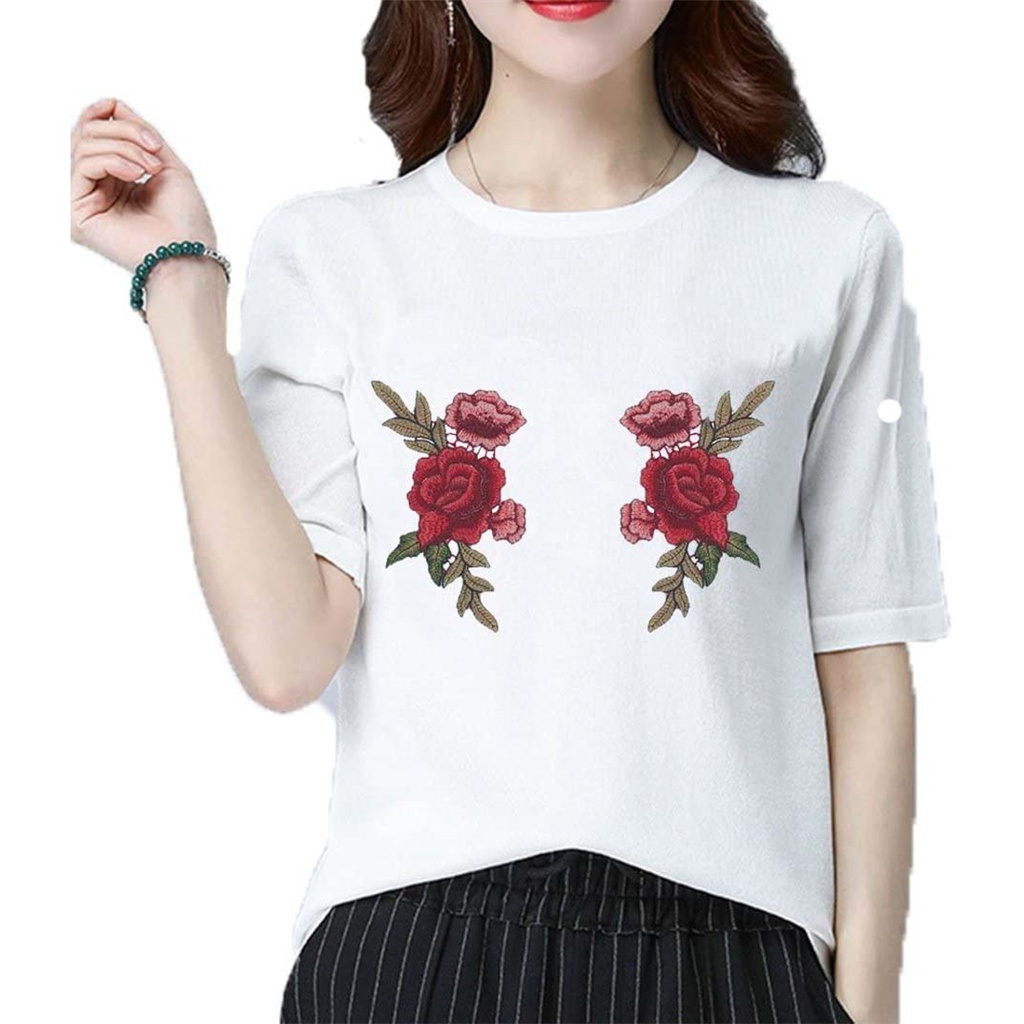 Sticker Ủi Thêu Hình Hoa Hồng Đỏ