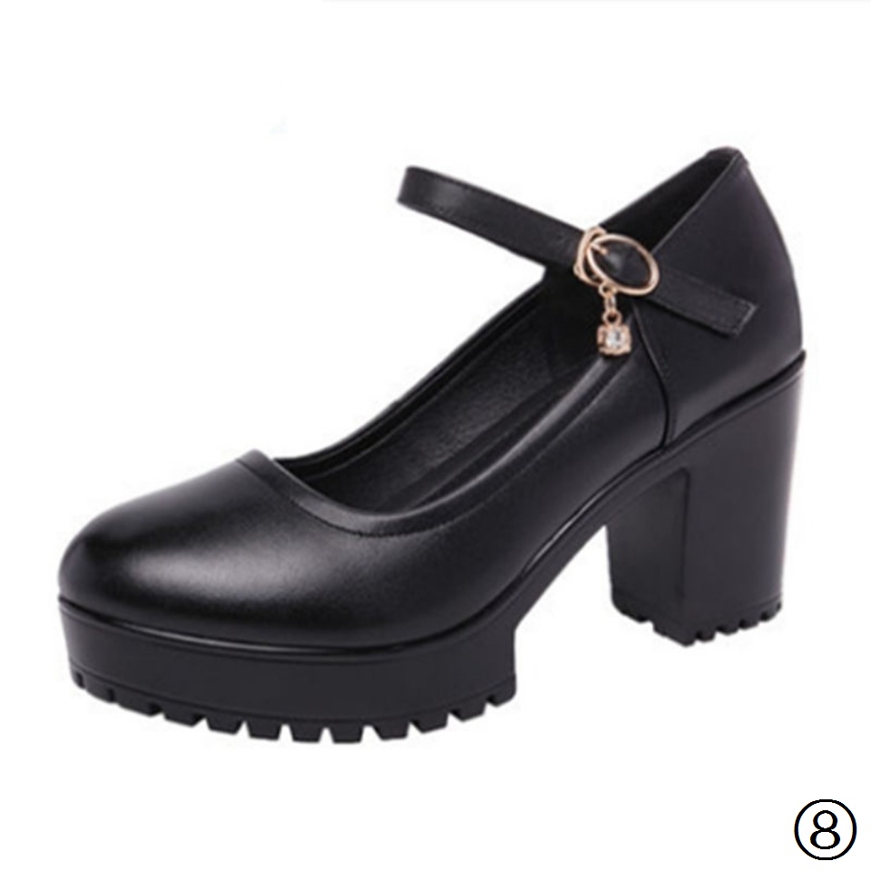 Giày Cao Gót Bằng Da Thật Đế Mềm Dày Dặn Thoải Mái Có Khóa Cài Thời Trang Xuân Thu Cho Nữ