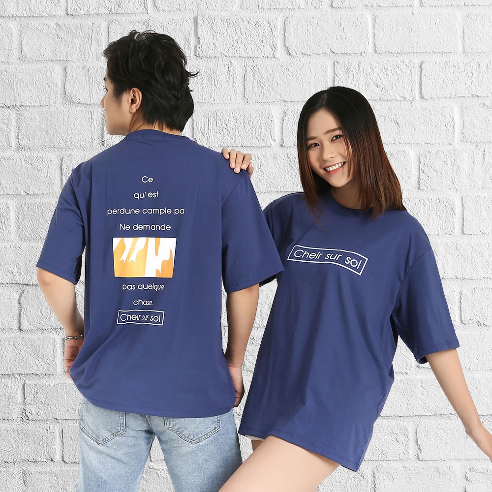 Áo thun tay lỡ phong cách unisex cổ tròn cho nam nữ Cheir sur Sol đẹp T26