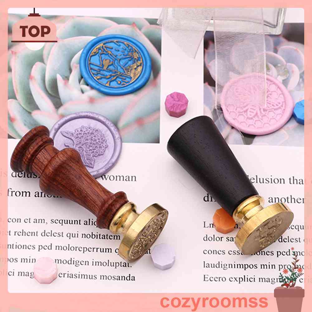 Con Dấu Tay Cầm Gỗ Khắc Hình Hoa Hồng Kiểu Cổ Điển