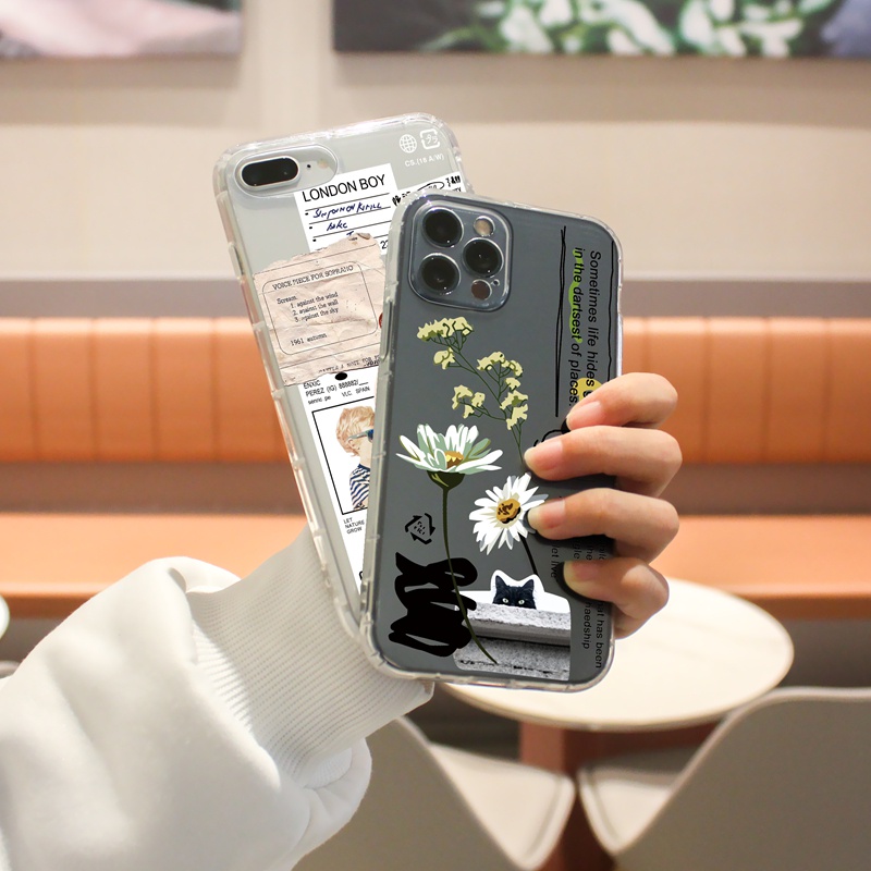 Ốp lưng iphone Ốp điện thoại SUNTAIHO TPU viền vuông chống rơi họa tiết tùy chọn cho IPhone 13 12 11 Pro Max X XS Max XR 8 7 6 6S Plus