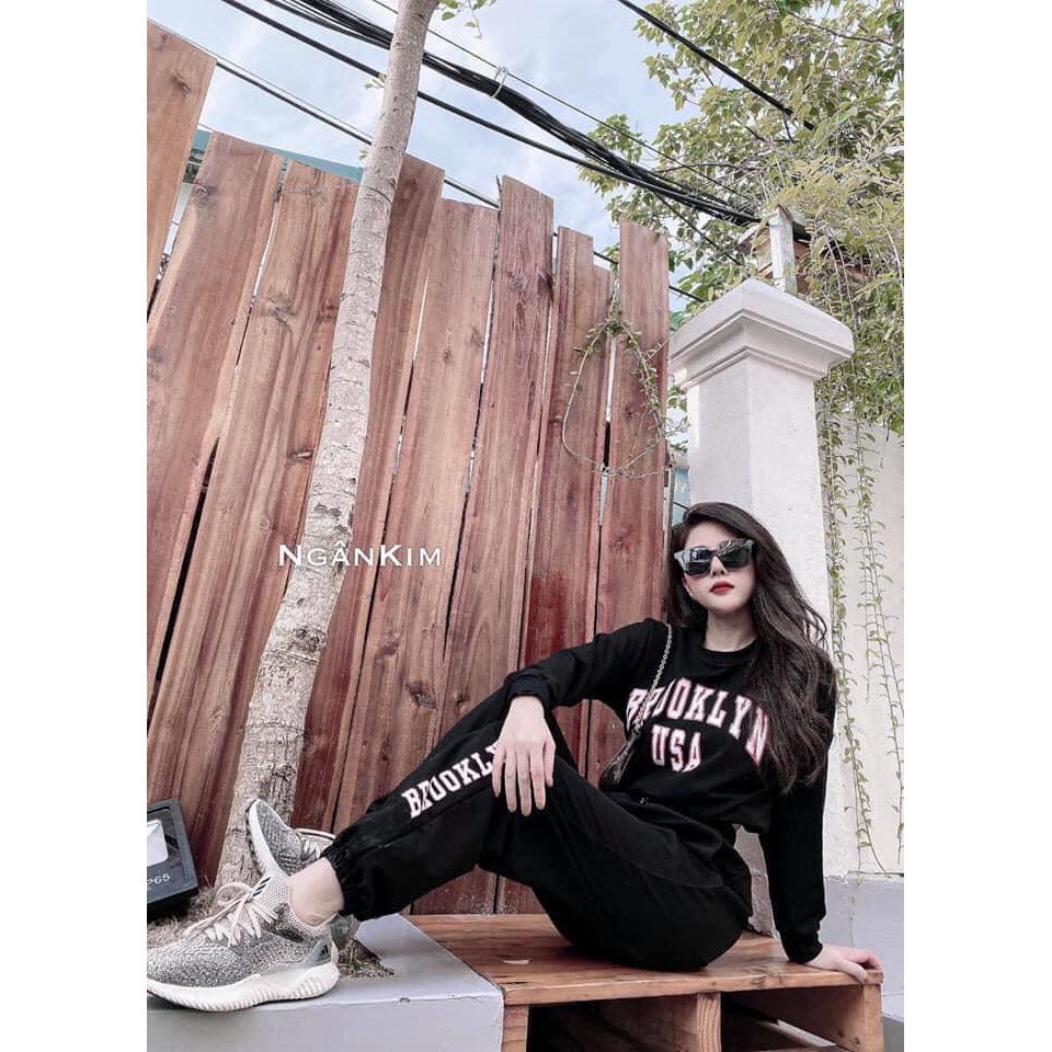 Bộ quần jogger áo croptop dây rút 2 màu siêu xinh | BigBuy360 - bigbuy360.vn