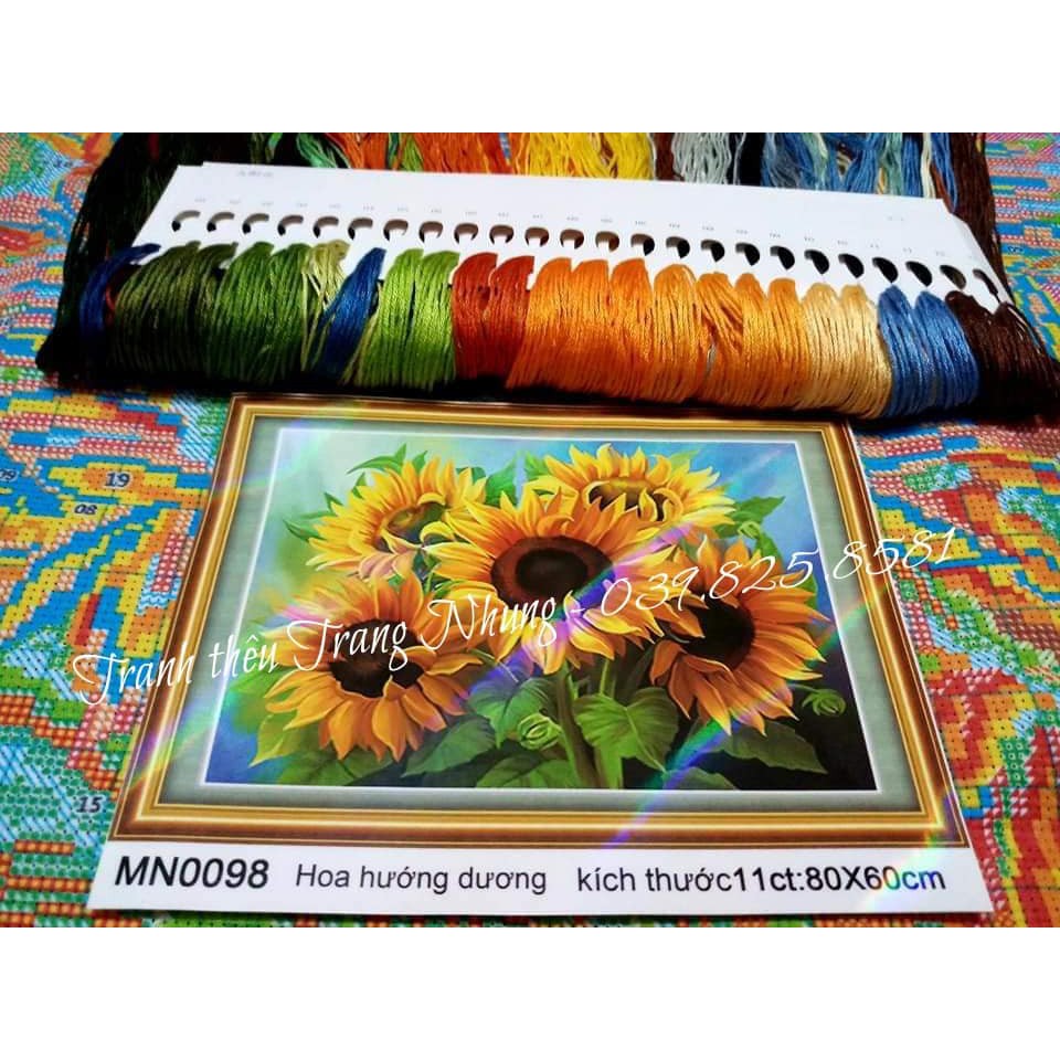 Tranh thêu chữ thập Hoa hướng dương Mn0098 50x70cm
