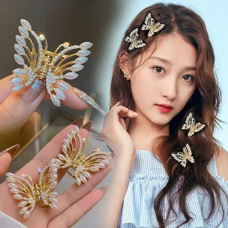 Kẹp tóc hình bướm bằng hợp kim màu sắc thanh lịch cho nữ
