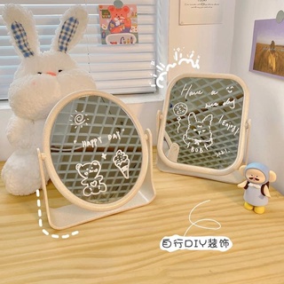 Gương lúa mạch để bàn trang điểm xoay 360 độ 2 Kiểu Tròn Vuông Hot Kiểu Dáng Ulzzang