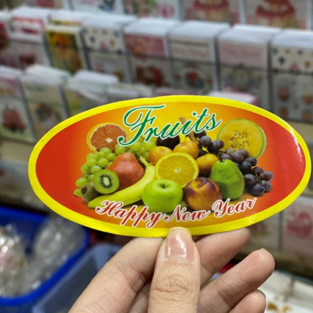 100 cái tem hoa quả bầu dục decan dùng để dán hộp hoặc túi đựng