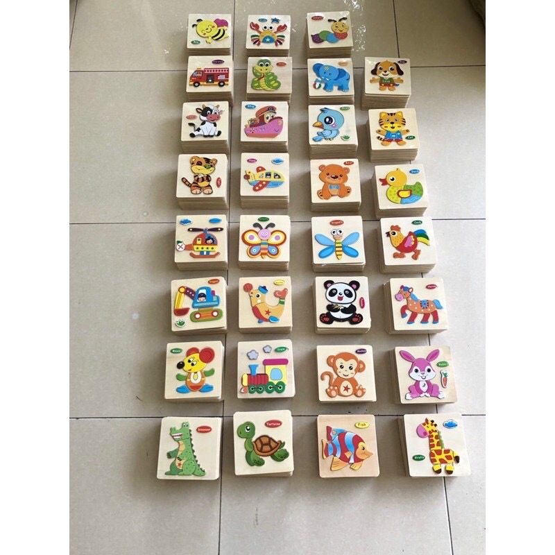 Tranh Ghép Gỗ 3D, Đồ Chơi Xếp Hình, Lắp Ráp Nhiều Hình Ngộ Nghĩnh Giúp Rèn Luyện Trí Nhớ - Khả Năng Tập Trung