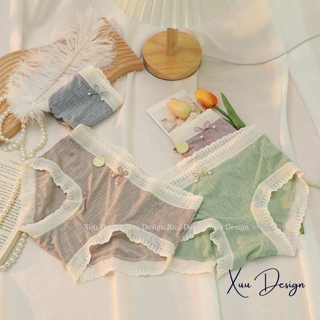Quần lót nữ Wexuu Design, Quần lót cotton lạnh cao cấp phối ren sexy chất liệu mềm mại thoáng khí - QC50