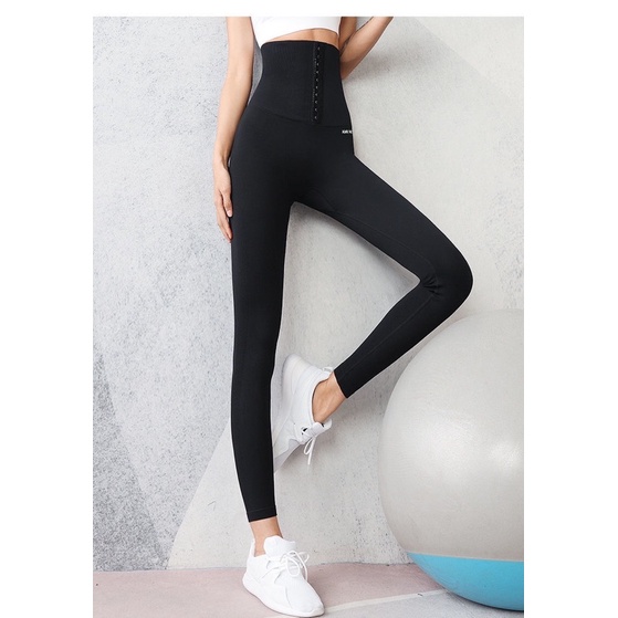 Quần tập gym,yoga cài khuy nịt bụng,siết eo gen cao