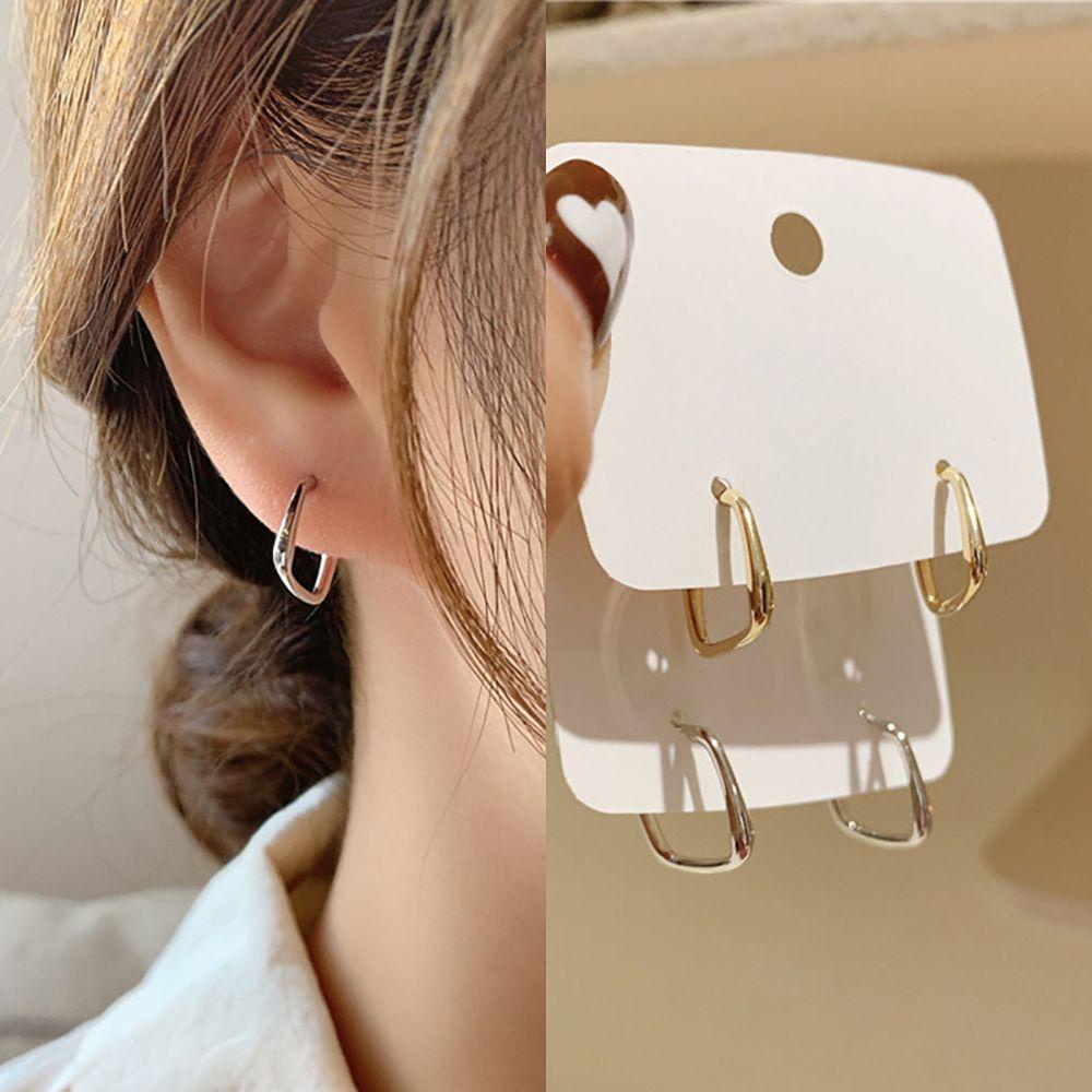 Khuyên Tai Kim Loại Hình Chữ C Phong Cách Hàn Quốc