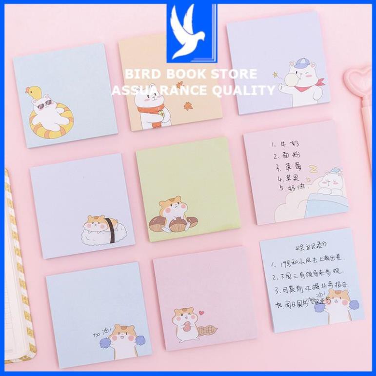 Giấy nhớ vuông hoạt hình 80 tờ 𝑭𝒓𝒆𝒆𝒔𝒉𝒊𝒑 giấy note dễ thương Birdbook