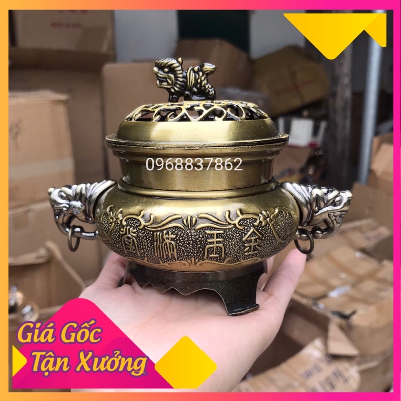 Lư tai đốt trầm hương hợp kim đồng hàng đẹp