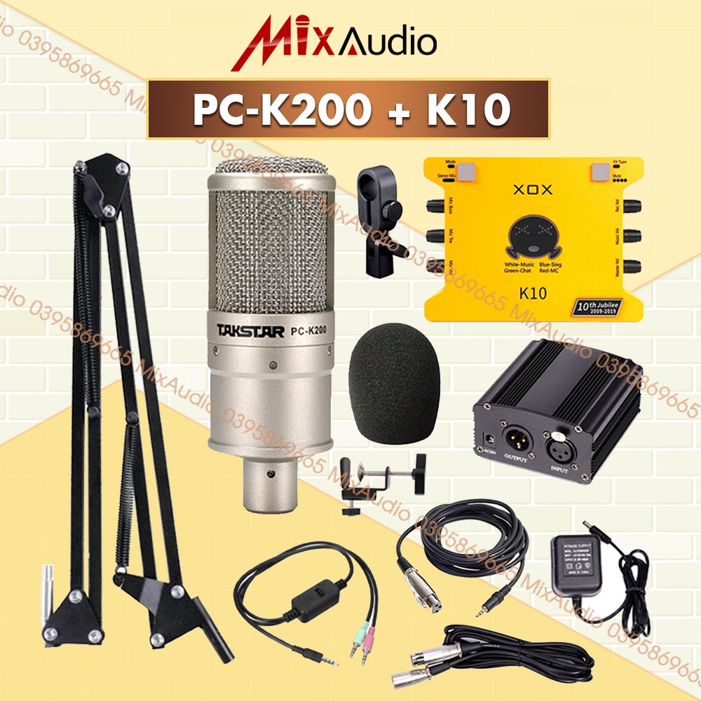 Combo Mic Thu Âm TAKSTAR PC K200, Sound card K10, Micro chuyên nghiệp, hàng chính hãng [BH 1 NĂM]