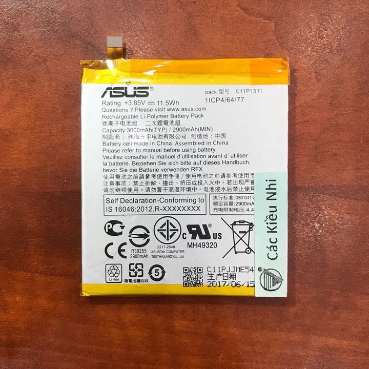 Pin Asus Zenfone 3 5.5 ZE552KL, Z012D dung lượng 3000mAh xịn bảo hành 6 tháng