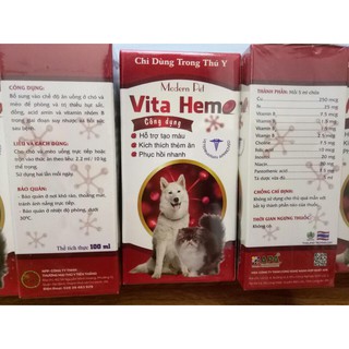 VITA HEMO - Thuốc Bổ Máu , Tăng Thèm Ăn Cho Chó Mèo