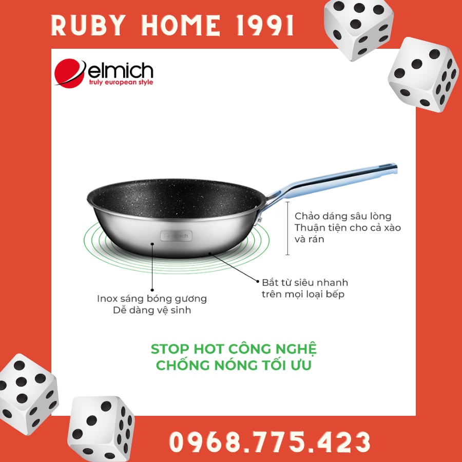 Chảo chống dính inox liền khối Elmich Trimax CZ