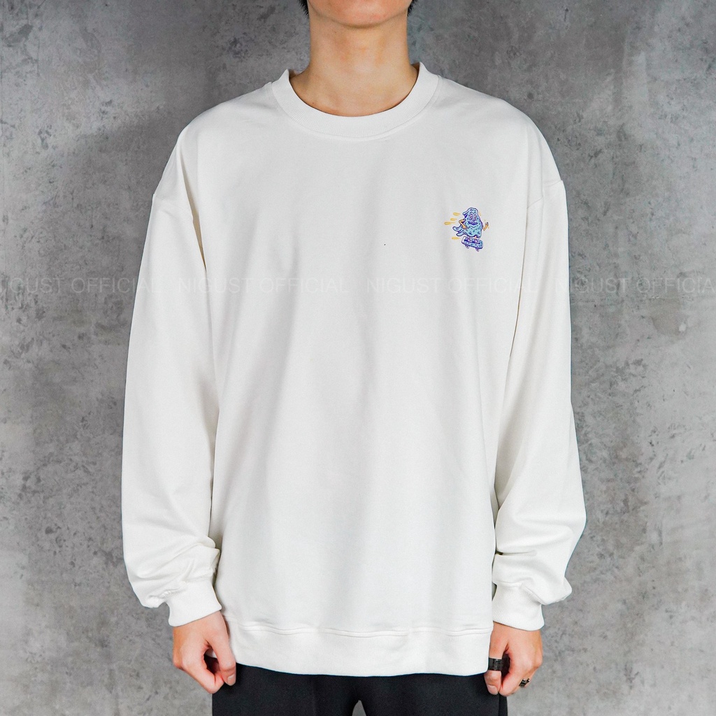 Áo sweater nam nữ local brand NIGUST 88 Spook House N212 chất liệu nỉ da cá form rộng màu đen trắng Fullbox