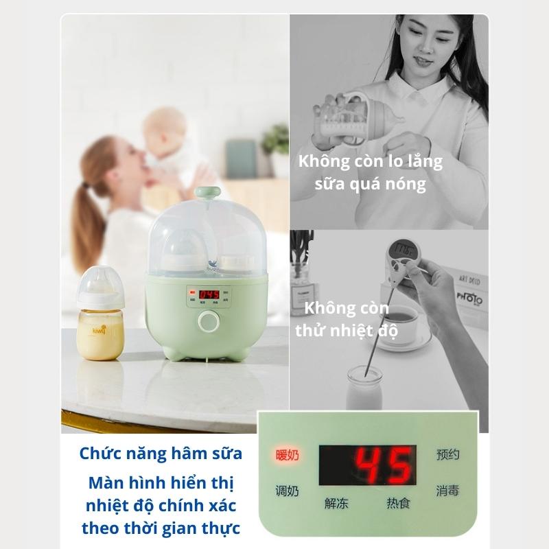 Máy Hâm Sữa 6 Chức Năng Hâm Sữa Mẹ, Pha Sữa Bột, Rã Đông Sữa Mẹ, Hấp Chín Thức Ăn, Khử Trùng, Hẹn Giờ Thông Minh Bugu BG