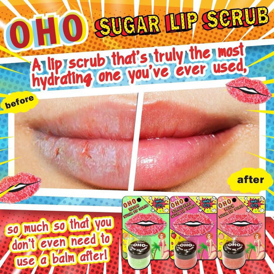 TẨY TẾ BÀO CHẾT CHO MÔI OHO SUGAR LIP SCRUB THÁI LAN 25G CHÍNH HÃNG - 9021