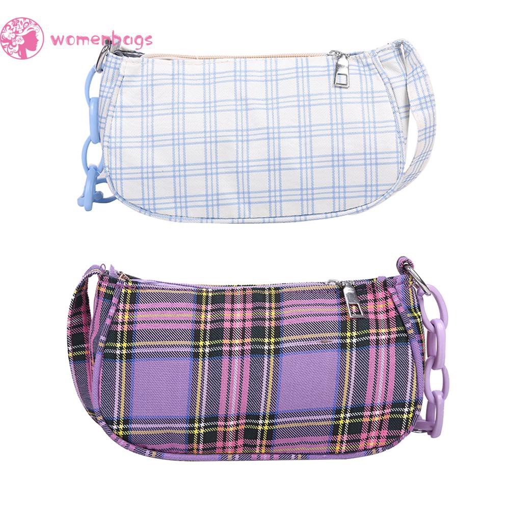 Túi đeo vai canvas họa tiết kẻ sọc thời trang nữ phong cách Hàn Quốc | BigBuy360 - bigbuy360.vn