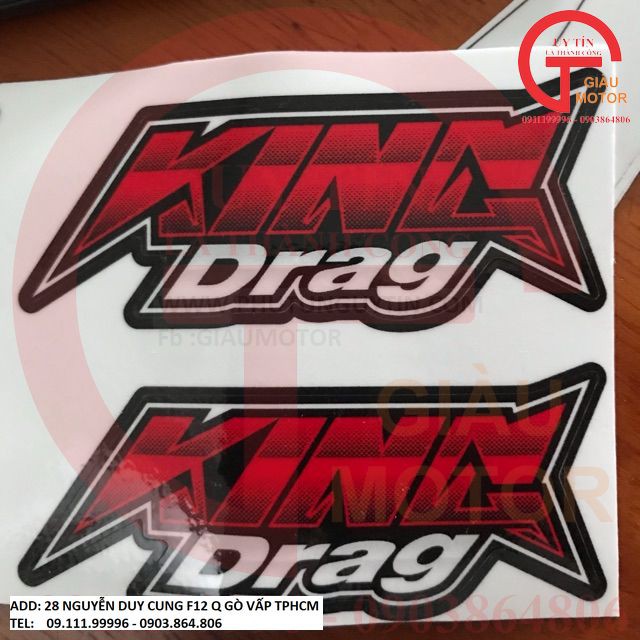 BỘ 2 MIẾNG TEM KINGDRAG  DÁN  CHO XE MÁY